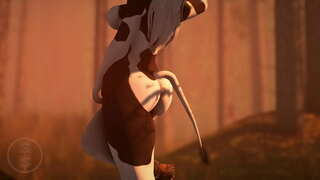 Titted mawr buwch fucks ' n giwt ceirw