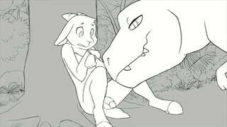 Geifr yn cael eu sugno gan deinosor